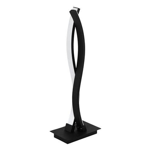 EGLO LED Tischlampe Lasana 3, 2 flammige Tischleuchte Modern, Nachttischlampe aus Stahl, Aluminium und Kunststoff, Wohnzimmerlampe in Schwarz, Weiß, Lampe mit Schalter, warmweiß