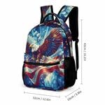 U.S. Flag Ea-gles Flying 3 Pcs Backpack Set Trendy Travel Bag with Portable Lunch Box Pencil Bags Gifts for Picnic Work2