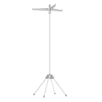 SONGMICS Clothes Airer, Clothes Drying Rack with 3 Rotatable Arms for Hangers, 4-Leg Indoor Folding Laundry Rack, Stainless Steel, for 27 Pieces of Clothes, 150 cm High, Grey and White LLR510G01