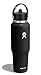 Hydro Flask Travel Water Bottle - Insulated Stainless Steel - Wide Straw Lid, Non Spill, Leakproof in 40 Oz Black