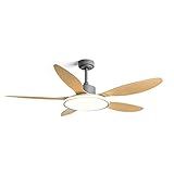 LZL 56 Inch Ceiling Fan with Lights and Remote Ceiling Fan, Rustic with LED Light Kit for Farmhouse Windmill, Indoor (Color : Gray)
