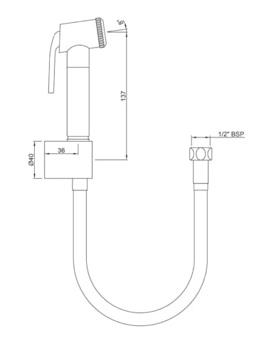 Jaquar ALD-CHR-563 PVC Hand Shower With Tube & Wall Hook, Silver