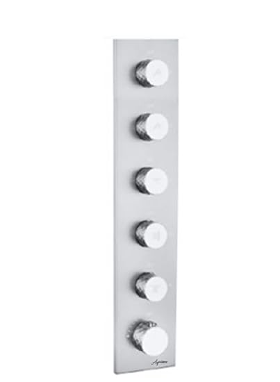 Aquieen Wall Mounted Temperature & Flow Control 5 Way Thermostatic Diverter Push button (Crystal Knob)