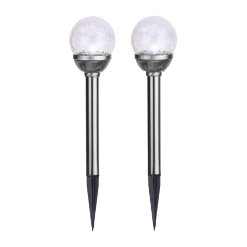 Best Season – Solar LED Pollerleuchten 2er Set „Roma“ – Mit Dämmerungssensor & Akku – Automatische Beleuchtung für Garten & Terrasse – Kaltweißes Licht – Höhe 26,5 cm – Silber