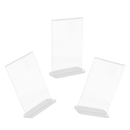 MAGICLULU Présentoirs Acryliques Double Face Lot de 3 de T Format A6 pour Menus et Affiches, Supports Transparents Résistants pour Restaurants, Musées et Bureaux