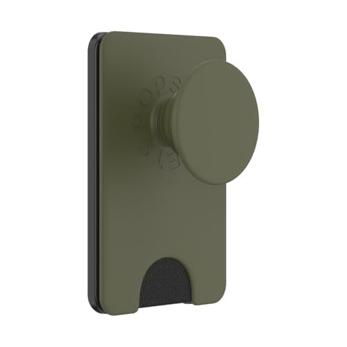 Image of PopSockets Phone Wallet for MagSafe, Phone Card Holder with Grip, Green - Fatigue