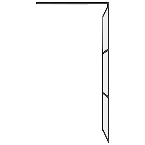 Panel de pared fijo para ducha a ras de suelo de vidrio esmerilado ESG de 39,4" x 76,8" con marco negro, pantalla de partición fija de fácil limpieza para decoración moderna de baño - Plata/39,4 miniatura 5