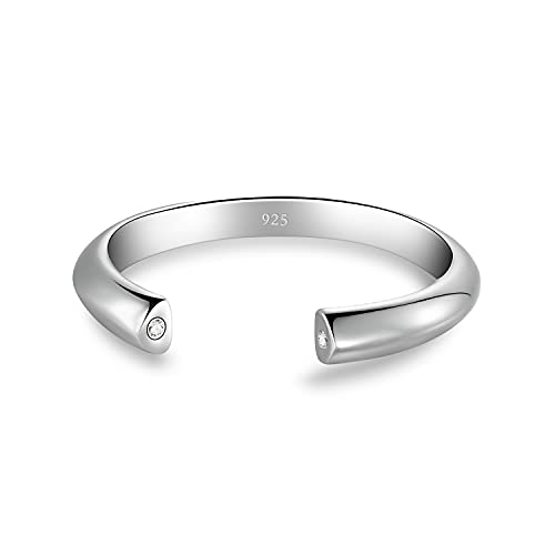 Image of BORUO 925 Sterling Silver Toe Ring, Hypoallergenic Adjustable CZ Band Ring 2mm