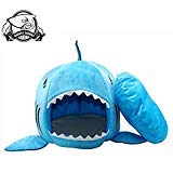 BADASS SHARKS Shark Dog Cat Bed Winter Pet Products Warm Soft Dog House Pet Sleeping Bag Kennel Cat Bed Cat House 42cm/50cm (42cm, Blue)