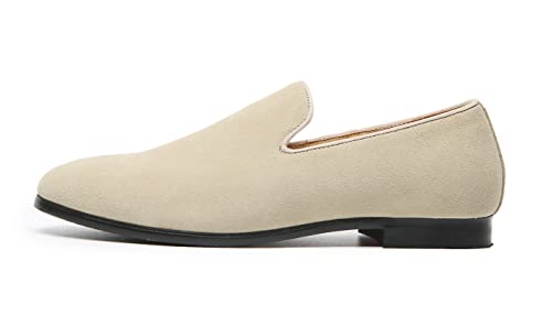 Mens Shoes Suede Slip-on Penny Loafers Casual Smoking Slippers Driving Dress Shoes Black Brown Ivory Khaki2