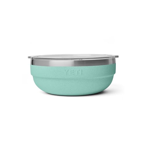 Image of YETI Rambler Low Bowl, Vacuum Insulated, Stackable and Nestable Stainless Steel Bowl with Lid, 3.6 Quart, Sea Stone
