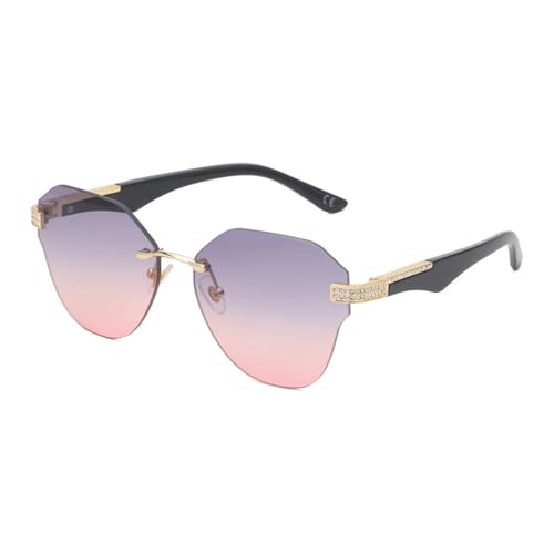 Lunettes de soleil pour femmes MUTYNE sans bords style diamant vintage luxe