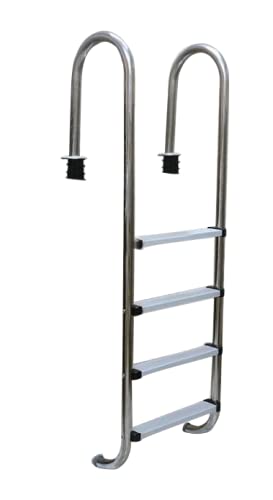 WATERTECH SYSTEMS Swimming Pool Ladder for In Ground Pools Heavy Duty 4steps Stainless Steel Pool Step Ladder with Easy Mount Legs Stainless Steel 304,4 Step