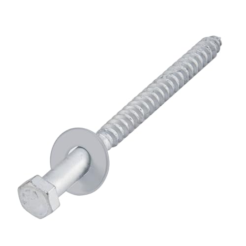 3/8" x 6" Tirafondos para madera, 50 piezas, cabeza hexagonal, acero galvanizado en caliente, incluye arandelas miniatura 2