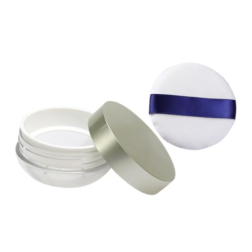 PartyKindom Elegant Diy Makeup Powder Puff Container Refillable Storage Case for Loose Powder Random Color