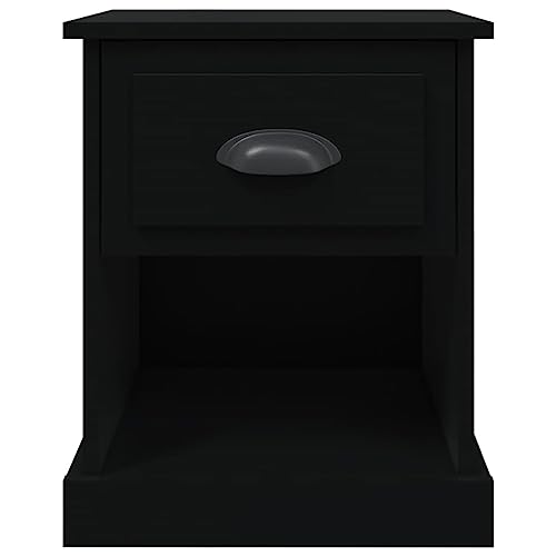 Table de chevet noire avec tiroir et rangement ouvert multifonction - 8