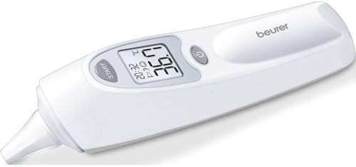 Beurer FT 58 Termometro Auricolare Digitale, Rilevazione di Temperatura Corporea, Ambientale e degli Oggetti Igienica e...