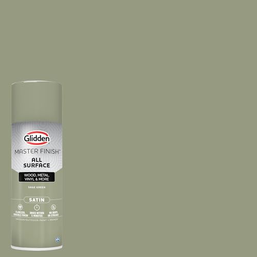Image of Glidden Master Finish 12 oz. Satin Green Sage Interior /Exterior All Surface Spray Paint and Primer