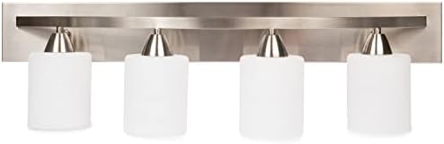 Dorence Vanity Bath Light Bar Interior Lighting Fixtures Over Mirror Modern Glass Shade, Hollywood Style Wall Sconce for Makeup Dressing Table (Brushed Nickel, 4 - Lights)