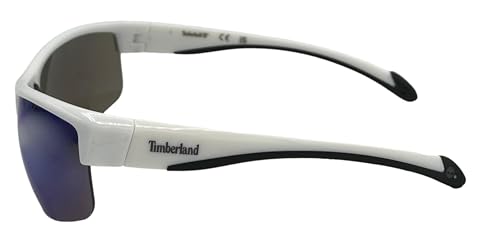 Timberland Mens Rectangle Rimless Wrap White Plastic Sunglass, TB7293. 21C4