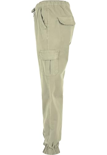 Urban Classics Damen High Waist Cargo Jogging Pants – Jogginghose im Regular Fit mit hohem Bund, Cargotaschen mit Knopfverschluss, Baumwolle mit Stretch für Streetwear und Freizeit,Summerolive,M