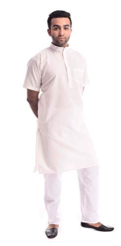 Image of Royal Kurta Mens Linen Half Sleeved Long Ethnic Kurta