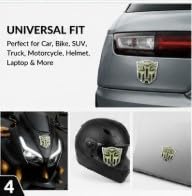 Image of 3D Metal Transformer Robot Face Car Badge, Glow in Dark Chrome Emblem Sticker for Car, Bike, Helmet - Waterproof, Universal Fit, Gold /Silver with Glow Insert (Silver w /Glow Insert)