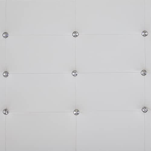CARO-Möbel Polsterbett Kingston Bettgestell 140 x 200 cm Doppelbett Designbett mit Strasssteinen inklusive Lattenrost Lederimitat in weiß