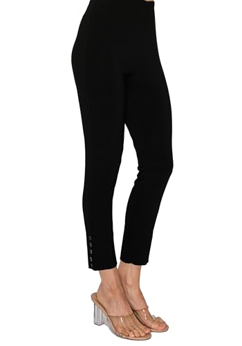 SEA & ANCHOR Made in USA Women's Elastic Waistband Ankle Pant 5 Button Side Trim Stretchy Wrinkle Resistant Missy Size 9015