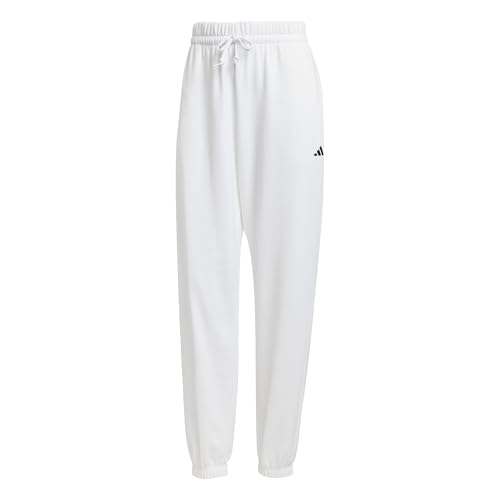 adidas Damen Essentials SMALL Logo French Terry Cuffed Pants, White/Black, L adidas Damen Essentials SMALL Logo French Terry Cuffed Pants, White/Black, L