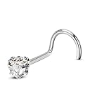 COCHARM G23 Titanium 20g Nose Stud Flat Top Nose Piercing 3mm Heart CZ Nose Ring Stud For Women Men 20g Surgical Steel Screw Nose Stud Hypoallergenic Nose Corkscrew