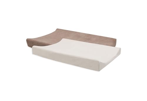 Jollein Housse de Matelas à Langer - Milky Coffee/Ivory - Lot de 2-50x70cm - 85% Coton, 15% Polyester - Certifiée OEKO-TEX - Housse pour Matelas à Langer