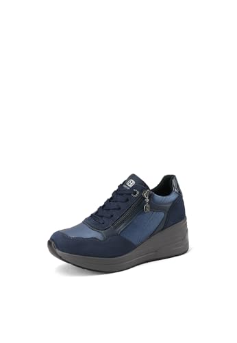 QUEEN HELENA Zapatillas altas para mujer, zapatillas de deporte con cuña X33-29, turquesa, 37 EU