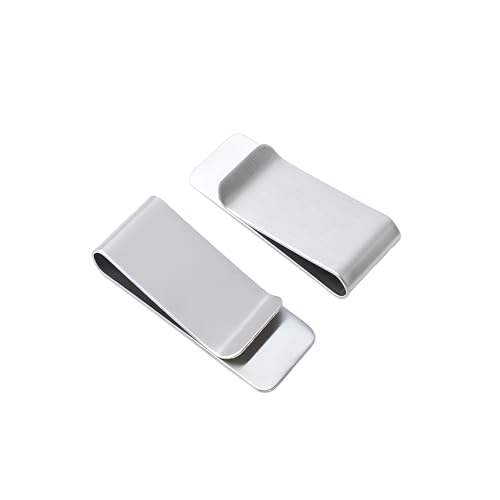 2 Pcs Stainless Steel Money Clips, Silver Money Cards Holder Slim Cash Wallet Credit Cards Holder for Men Women, One Size, Classic