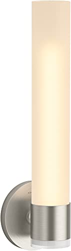 Image of KOHLER Artifacts Bathroom Vanity Light Fixture, Single Wall Sconce Lighting, Frosted Glass Shade, UL Listed, 1 Light, Brushed Nickel