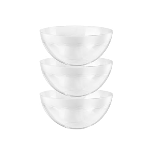 HOMESHOPA Clear Plastic Serving Bowl 2800ml 3 Pack, Large Salad Mixing Bowls, Sturdy & Reusable Kitchen Cooking Food Prep Bowl for Salad Snacks & Crisps, Dishwasher Safe