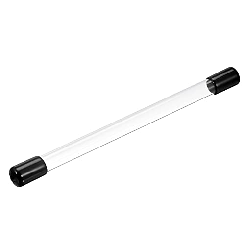 Image of PATIKIL Clear Rigid Tube Round Plastic Tubing with Black Rubber Caps Polycarbonate Water Pipe, 305mm / 12 Inch Length, 11mmx12mm /0.43 inchx0.47 inch, 1 Set