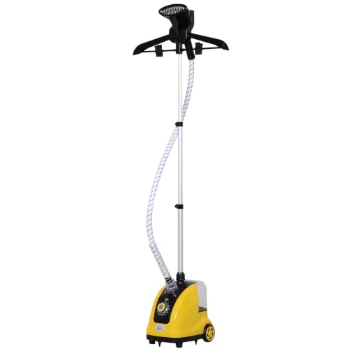 HOMCOM Plancha de Vapor Vertical 1,4L 1800W 26x21,5x146 cm Amarillo