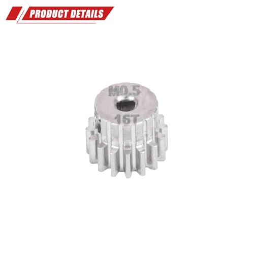 RCAWD 40CrMo Mini LMT Pinion Gears 16T, 0.5M, 2mm Shaft, 50% Strength Upgrades, Motor Gears for Losi 1/18#LOS212054 2pcs