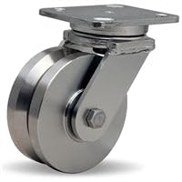 Hamilton Stainless Steel Workhorse Swivel Caster - 5" x 2" V-Grooved Wheel - 950 lbs. Load Capacity - 1/2" Double Shielded Precision Ball Bearings