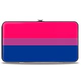 Buckle-Down Cartera con bisagras, bandera bisexual rosa, morado, azul, cuero vegano