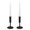 wooloow Kandelaars, set van 2 stuks, zwart en goud, creatieve kaarshouders van metaal voor staafkaarsen en puntige kaarsen, decoratieve kandelaar met kurkmat voor tafeldecoratie, bruiloft, eten, Kerstmis, herbruikbaar