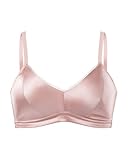 FEELITS Real Mulberry Silk Bra, Full Coverage Silk Satin Bralette, Wireless with Adjustable Straps, Breathable Soft Cup