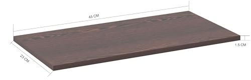 Image of Floating Wall Shelf, Dark Brown Wood Finish, 45 x 23 x 1.5 cm, Display Shelf for Books and Decor
