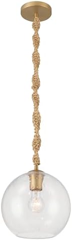 Minka-Lavery Elyric 9.75" 1-Light Mini Pendant - Legacy Brass with Clear Seeded Glass (Bulb Not Included)