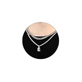 SENRAN Layered Initial A-Z Letter Necklace for Men Stainless Steel Figaro Twist Rope Chain18-20 inch Personalized Letter Charm Pendant Jewelry Gift for Women(S-E)
