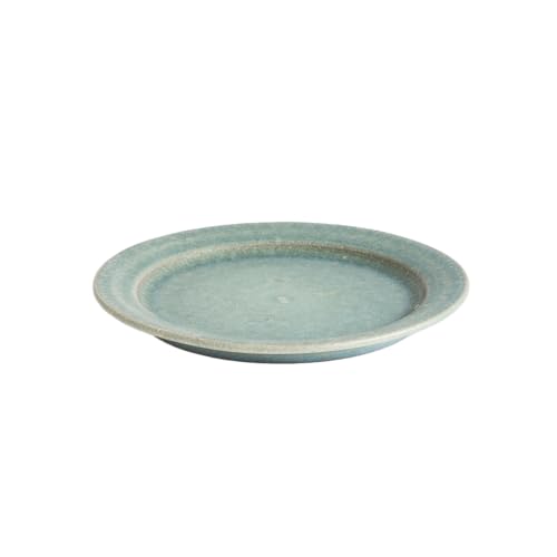信楽焼・明山(meizan) TEIBAN WAREリムプレートM 直径約18cm 電子レンジ食洗機対応 (淡青磁)