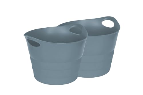 Kreher Set: 2 x Mehrzweckkorb 42 Liter, flexibel und strapazierfähig (Taubenblau)