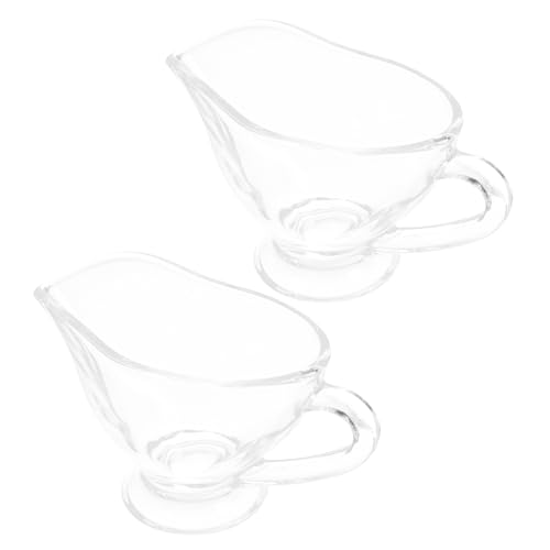 MAGICLULU 2pcs Glass Sauce Cup Sauce Container Gravy Boat with Lid Ladle Gravy Cup Dispenser Salad Dressing Server