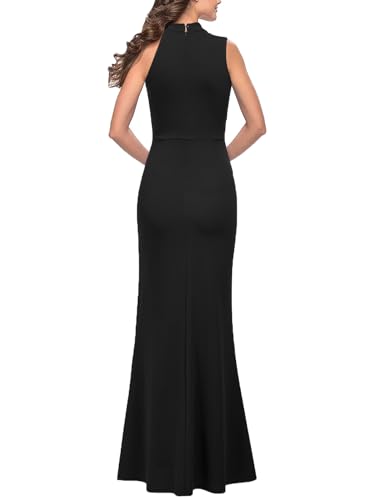 WOOSEA Women Sleeveless High Neck Sexy Split Evening Cocktail Party Maxi Long Formal Dress3